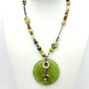 Silpada Kabkaban Wood Leaf Mixed Bead Necklace - 16" to 18"